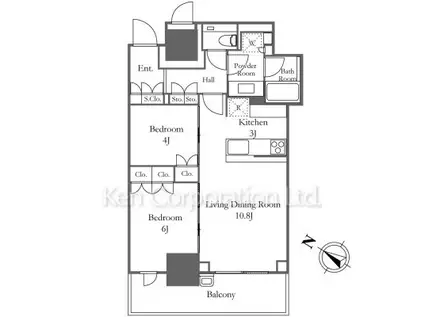 ブランズ横浜(2LDK/5階)の間取り写真