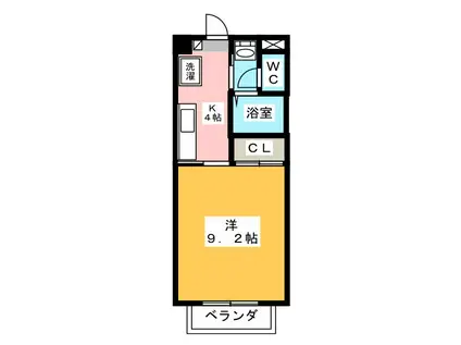 V・FRUIT A(1K/2階)の間取り写真