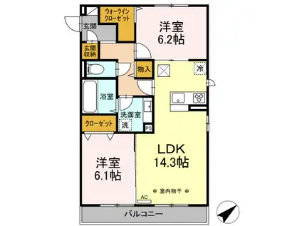 CREST西鎌倉(2LDK/1階)の間取り写真