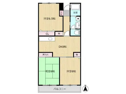 サンモール山崎(3DK/2階)の間取り写真