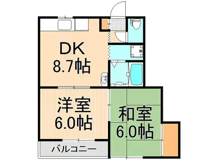TKビル(2DK/2階)の間取り写真