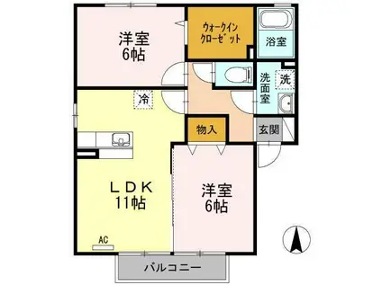 モンテ・シエルA(2LDK/2階)の間取り写真