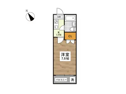 ルクスエテルナ黒髪(1K/4階)の間取り写真