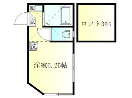 ティーエスハイム(ワンルーム/2階)の間取り写真