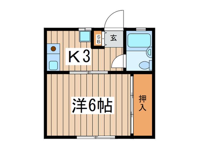 シャングリラ壱番館(1K/1階)の間取り写真