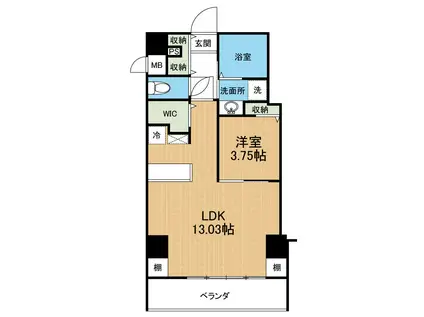 VACHE ROUGE新町(1LDK/6階)の間取り写真