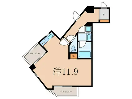 パークテラス恵比寿(ワンルーム/4階)の間取り写真