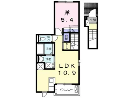 クリノス御蔭(1LDK/2階)の間取り写真