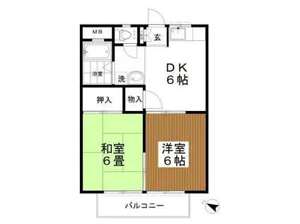 サンハイツ長谷川(2DK/2階)の間取り写真