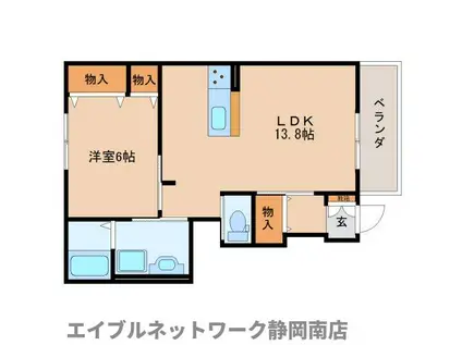 カーサ・ファイン(1LDK/1階)の間取り写真