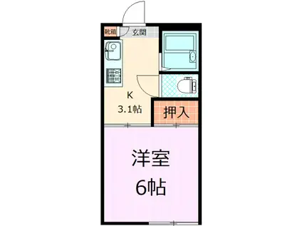 フレグランスカツマタ(1K/1階)の間取り写真