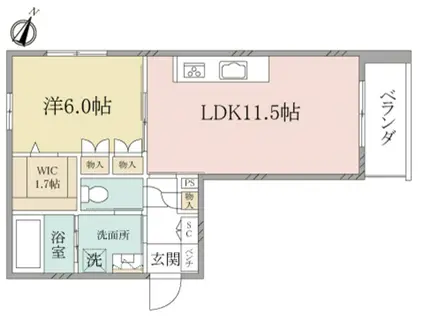 ヘーベルヴィレッジ東高円寺MAGNOLIA(1LDK/1階)の間取り写真