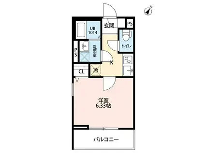 古淵アパート計画B棟(1K/1階)の間取り写真