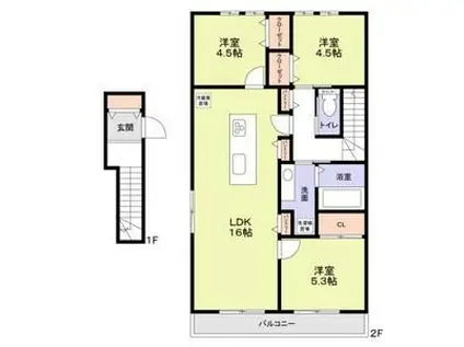 ラヴェルテュ播磨町(3LDK/2階)の間取り写真