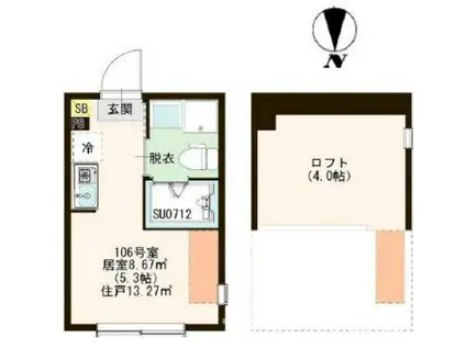 ハーモニーテラス関町北III(ワンルーム/1階)の間取り写真