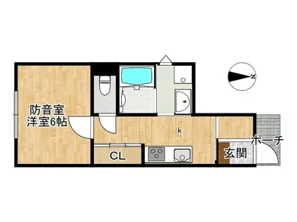 VESSELL堤町(1K/1階)の間取り写真