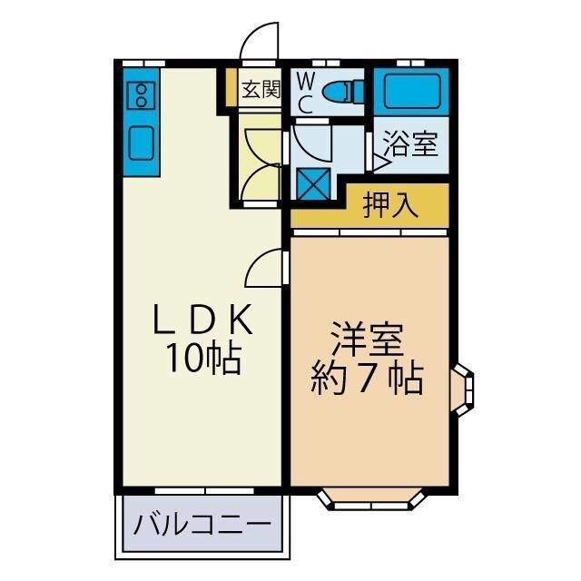 メゾンリビエール(1LDK/2階)の間取り写真