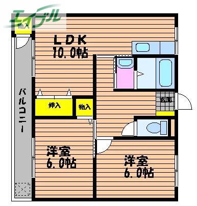 ラ・ルーチェ芳泉(2LDK/1階)の間取り写真