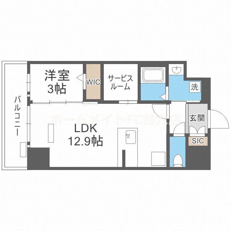 プレサンスNEO九条ディアシス(1SLDK/4階)の間取り写真