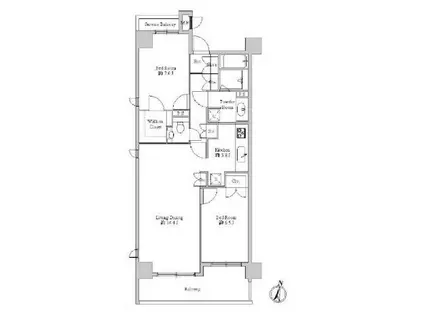 富士見デュープレックスリズ(2LDK/3階)の間取り写真