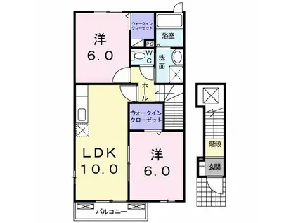 ルークス勇峰A(2LDK/2階)の間取り写真