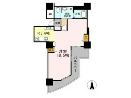 品川シーサイドビュータワーII(1K/17階)の間取り写真