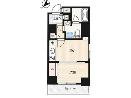 ジェノヴィア水天宮前IIスカイガーデン(1DK/3階)の間取り写真