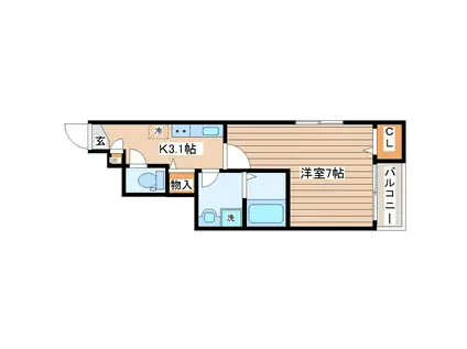 BEFINE長町南(1K/1階)の間取り写真