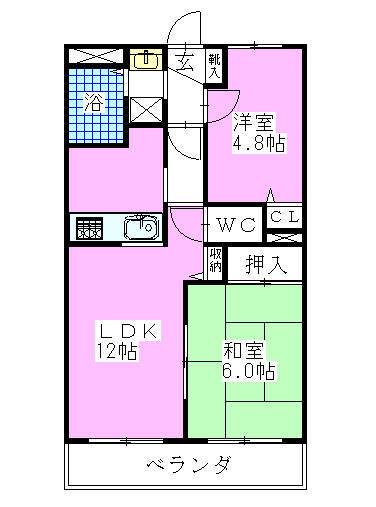 フジヴェール法連寺山(2LDK/4階)の間取り写真