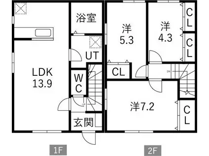 カトル.ヴァン中野A(3LDK)の間取り写真