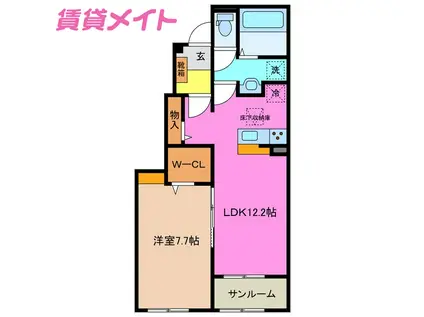 ヴェル ドミール B(1LDK/1階)の間取り写真