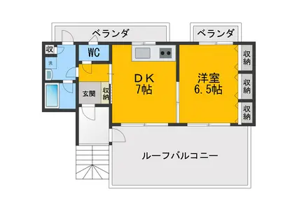 ルミエール市ヶ谷(1DK/4階)の間取り写真