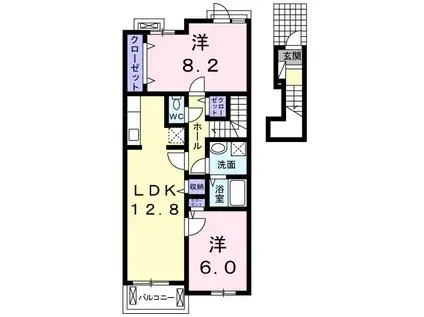サンリット雅I(2LDK/2階)の間取り写真