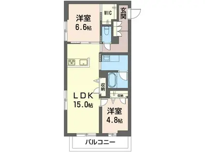 カスカード北浦和(2LDK/3階)の間取り写真