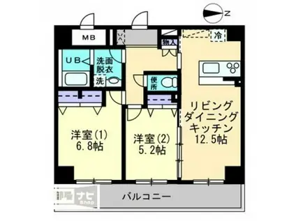 ル・マレNISHIKIMACHI(2LDK/10階)の間取り写真