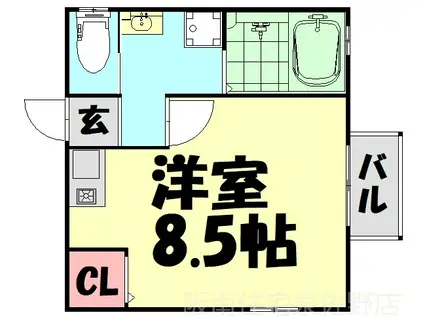 WIN長滝駅前II(ワンルーム/3階)の間取り写真