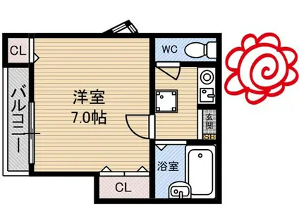 イースト RESIDENCE NAGATA(1K/3階)の間取り写真