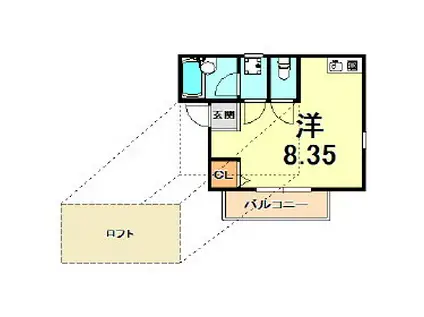 カーサエスティ(ワンルーム/2階)の間取り写真