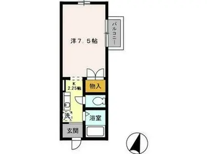 グレイスフルI(1K/1階)の間取り写真