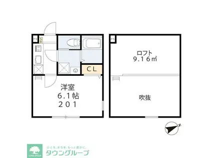 SEADD新百合ヶ丘B号棟(1K/2階)の間取り写真