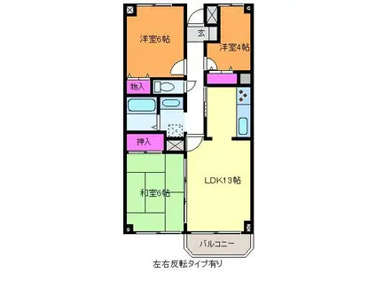 カレントさくらII(3LDK/4階)の間取り写真