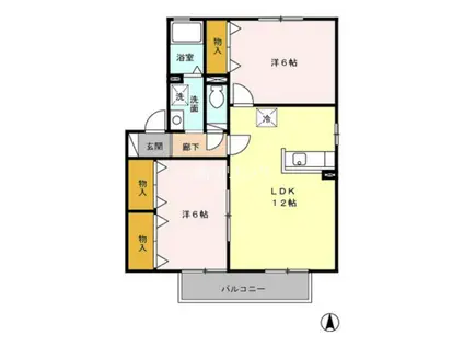 ステラ本町 D-ROOM(2LDK/2階)の間取り写真