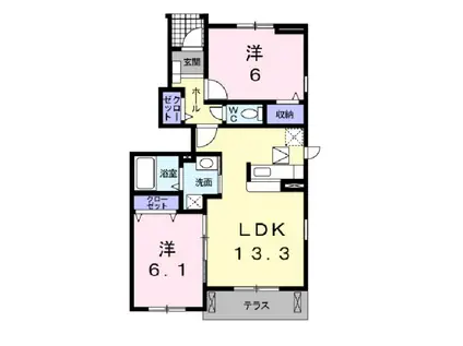 バレリアン I(2LDK/1階)の間取り写真