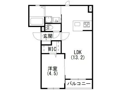 オルレアン(1LDK/1階)の間取り写真