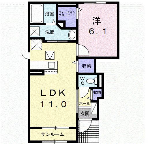 ミストラル(1LDK/1階)の間取り写真