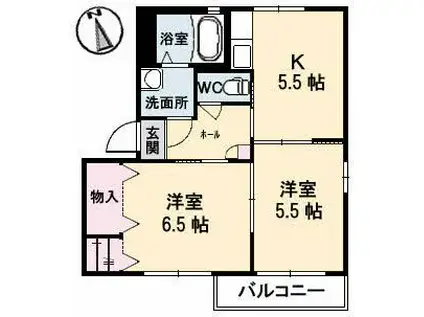 シャーメゾン意宇南(2K/1階)の間取り写真