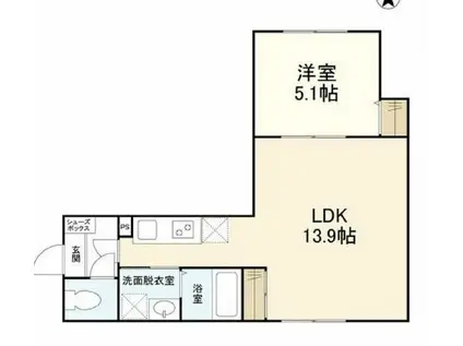 ウェルスクエアイズム下北沢(1LDK/2階)の間取り写真