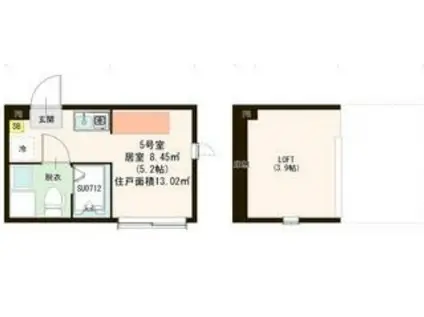 ハーモニーテラス下石神井II(ワンルーム/2階)の間取り写真