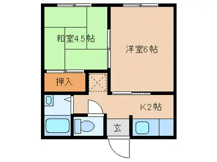 コーポ ドリーム(2K/1階)の間取り写真