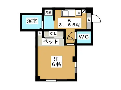 ノースルミエール(1K/4階)の間取り写真